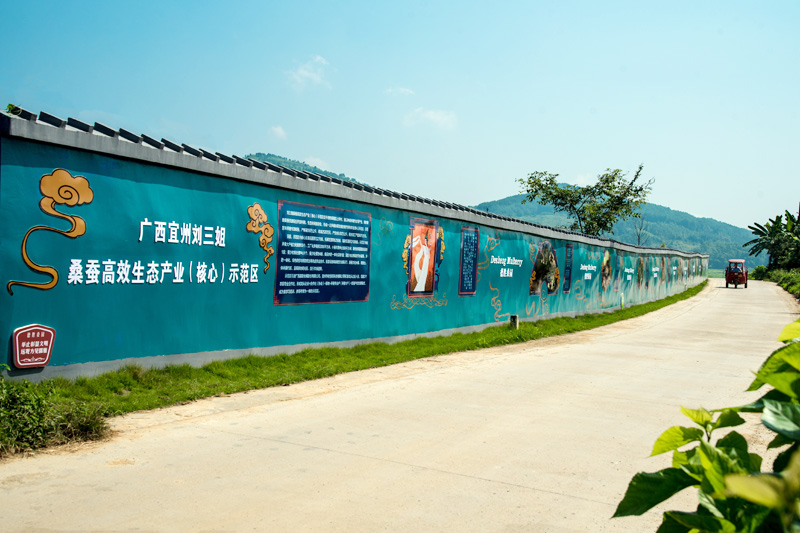 位于上坪村的桑蠶繭絲綢文化宣傳長廊。